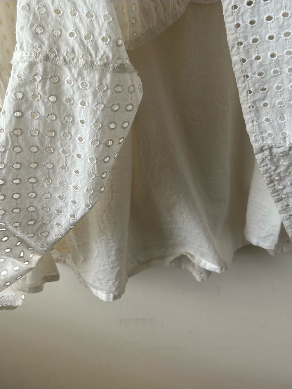 A New Day 100% Cotton Eyelet Cottagecore Midi Dress Puff Half Sleeves Off-White - Picture 7 of 12